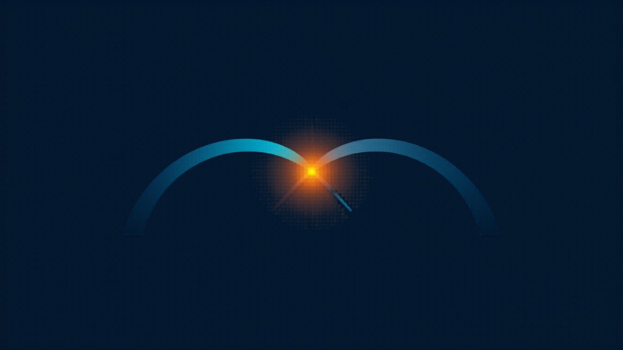 Two arcs meeting at a glowing spark, illustrating co-creation in complex B2B sales