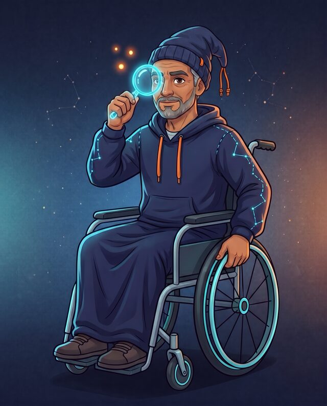 The Deal Advancement Wizard, raising a glowing magnifying glass to inspect a deal